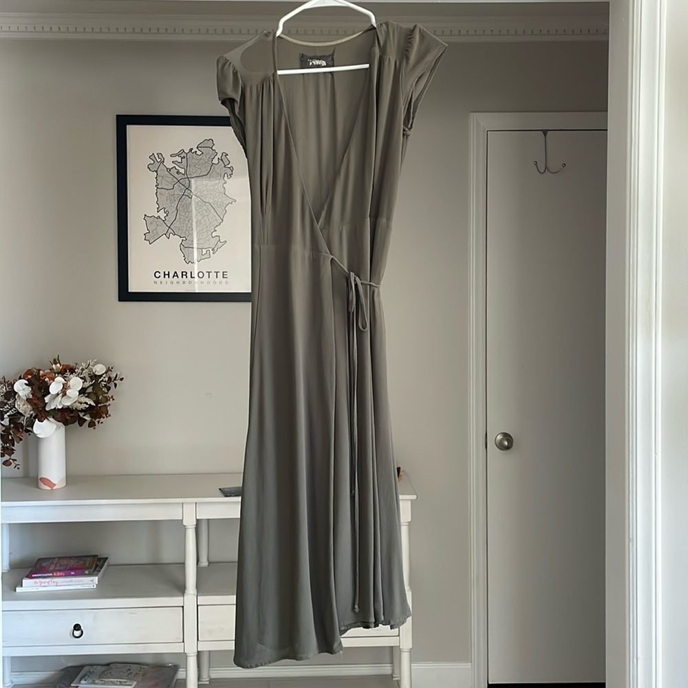 Reformation Olive Green Carina Midi Wrap Dress - 0 (worn once)